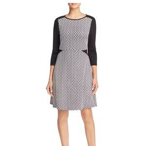 XFINITY Finity 3/4 Sleeve Colorblock A-line Knee Length Abstract Business Dress
